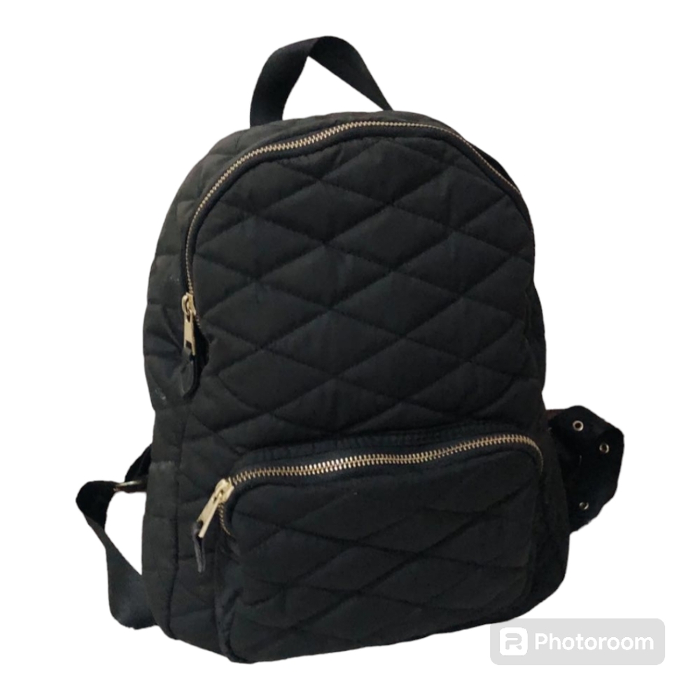 H&M Quilted Puffer Black Purse Backpack with Adjustable Straps